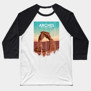 Arches National Park Travel Poster in a vintage and minimal style Baseball T-Shirt